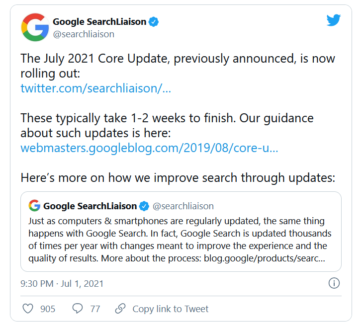 Google July 2021 Core Update